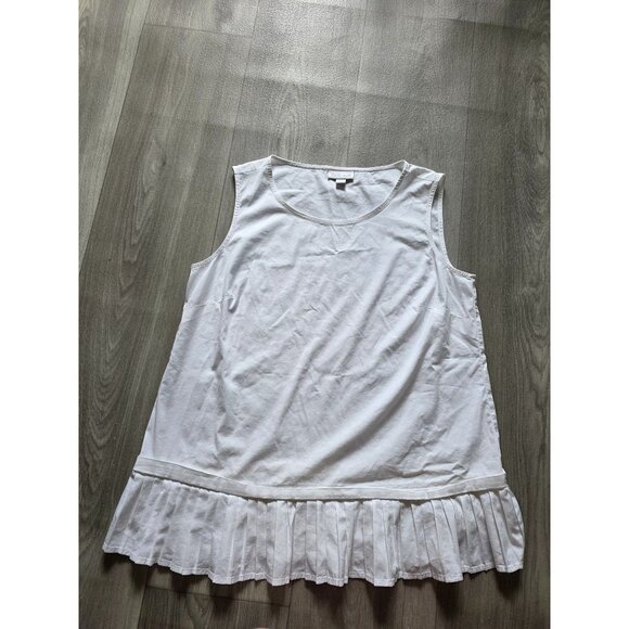 J jill XS White Shirt Collection Pleated Hem Tank Top Sleeveless - Picture 4 of 8